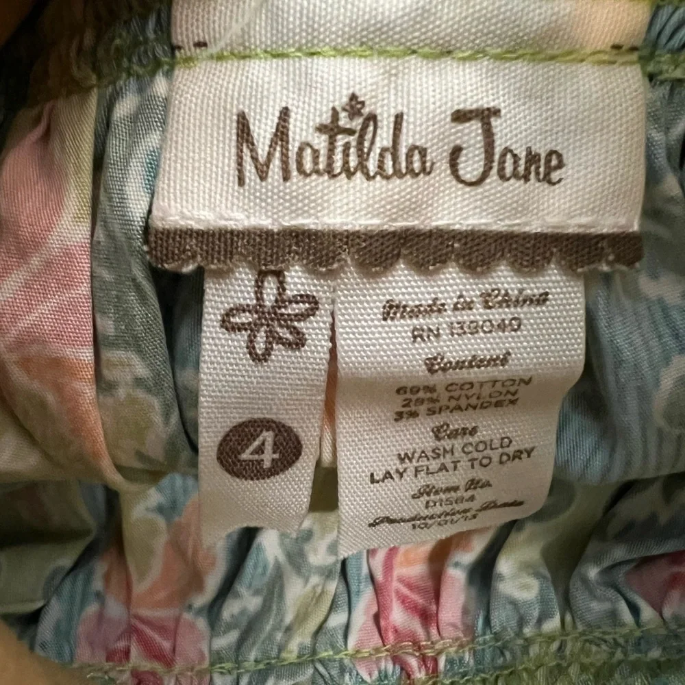 Matilda Jane bicycle and letter apron dress size 4
